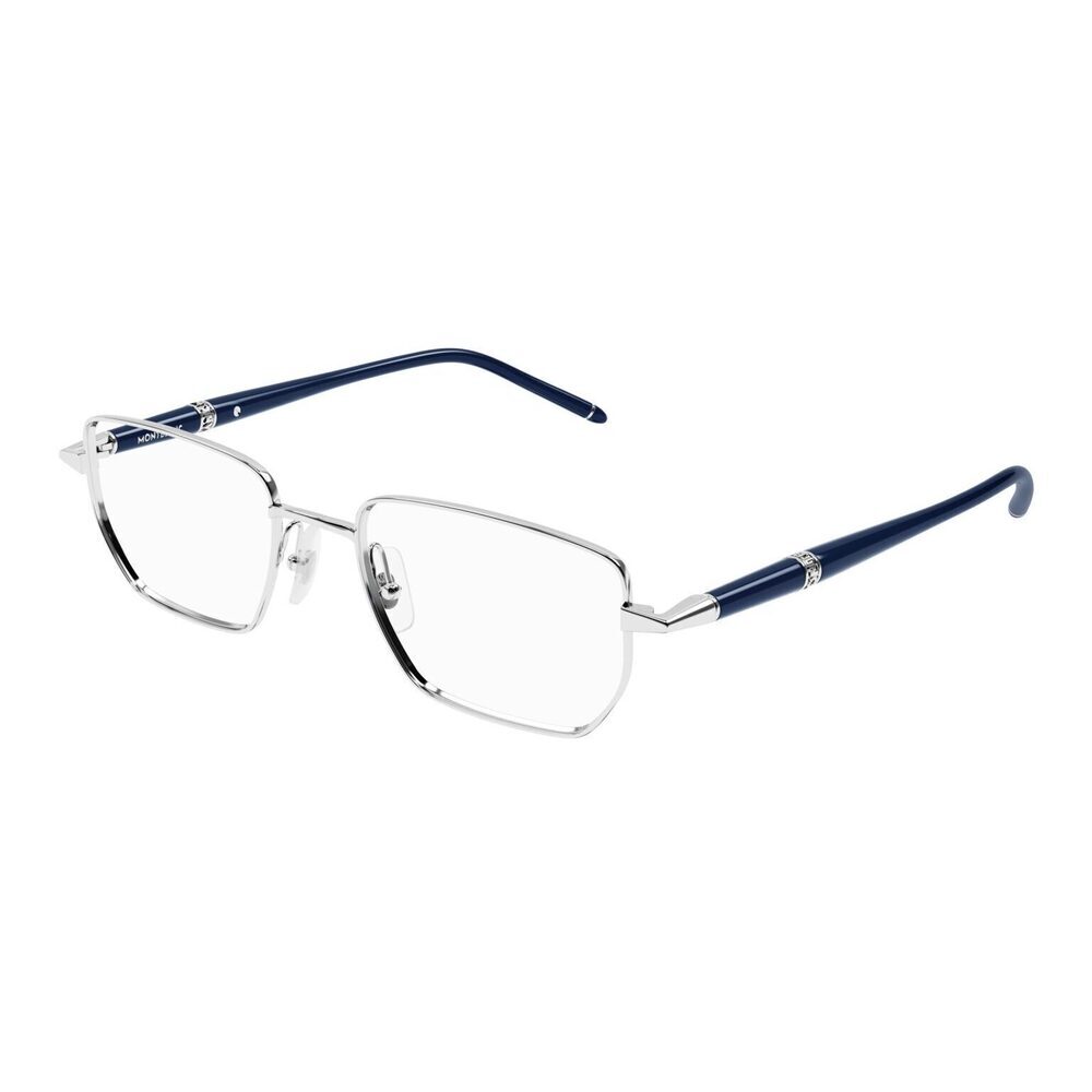 Mont Blanc MB0347O Eyeglasses Silver Blue Metal Rectangle